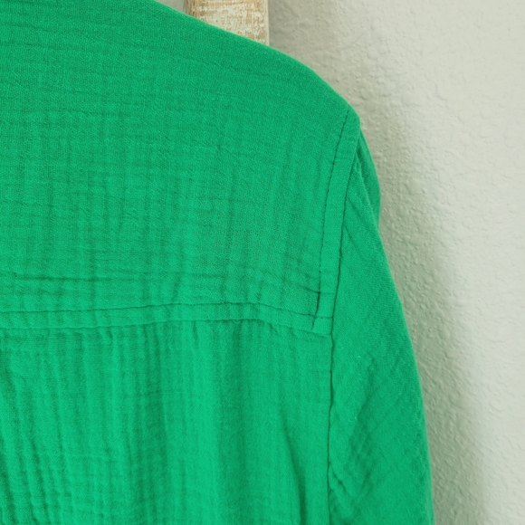 J Crew 100% Cotton NWT Double Gauze Button Up Shirt Kelly Green Sz M - Picture 9 of 10